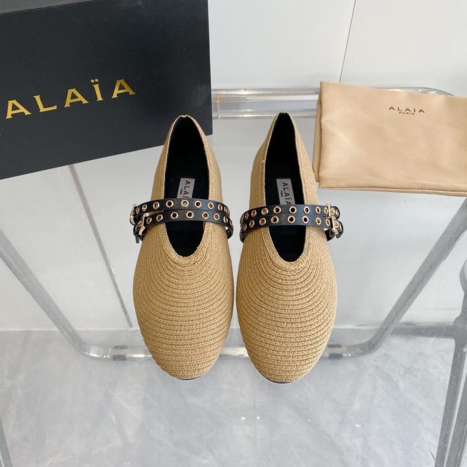 Alaia-Raffia ballet flat