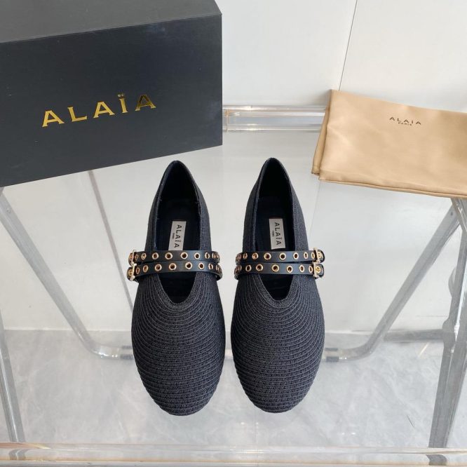 Alaia-Raffia ballet flat