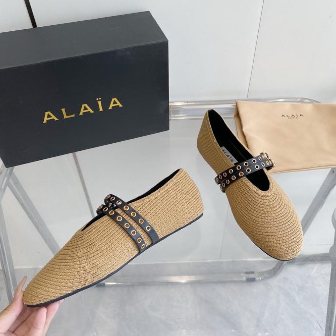 Alaia-Raffia ballet flat