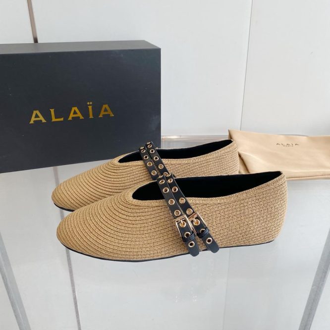 Alaia-Raffia ballet flat