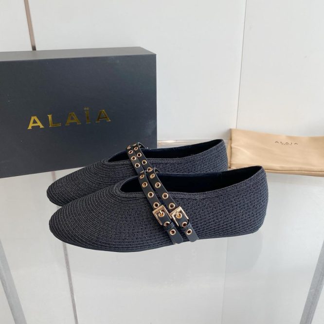 Alaia-Raffia ballet flat