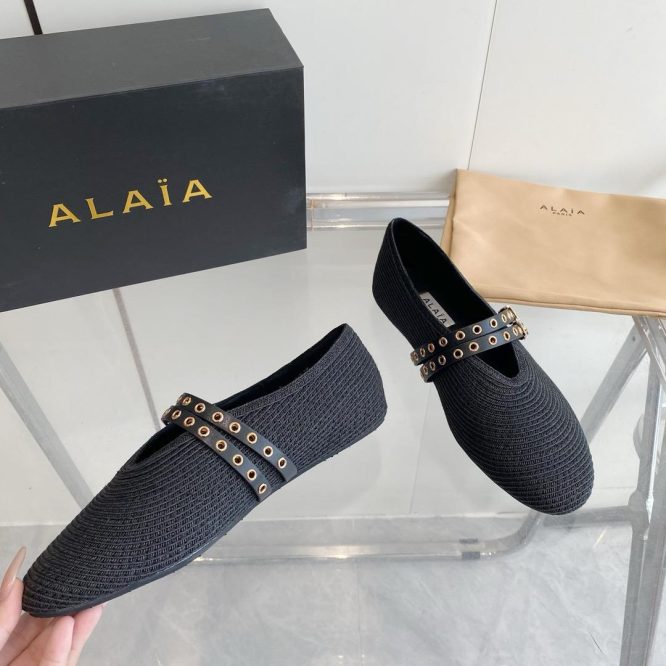 Alaia-Raffia ballet flat