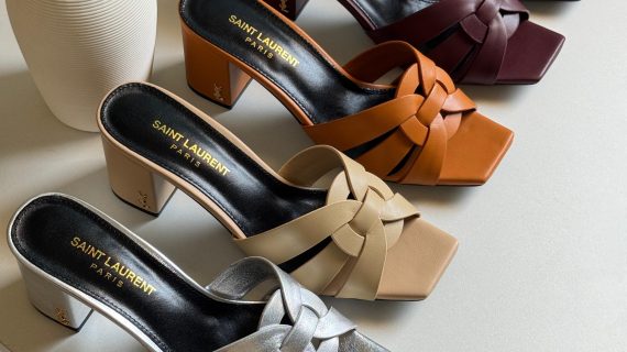 Ysl- tribute Hale slides ذات الكعب العالي