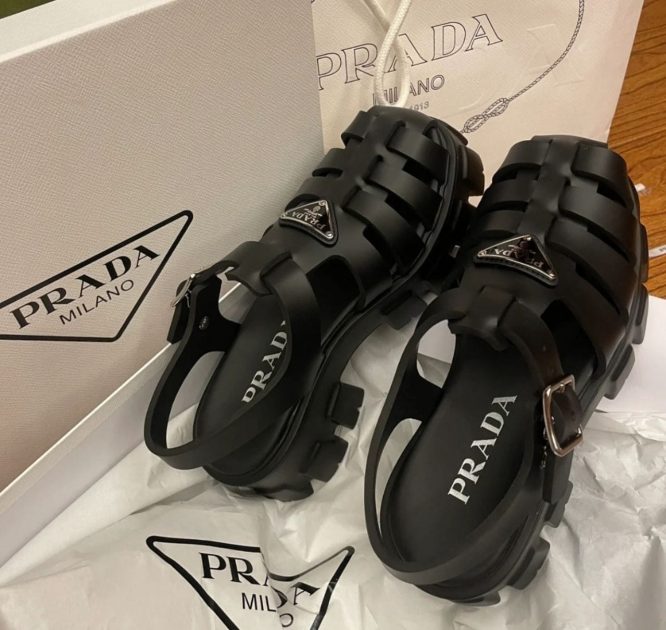 Prada-Black Monolith Rubber Sandals