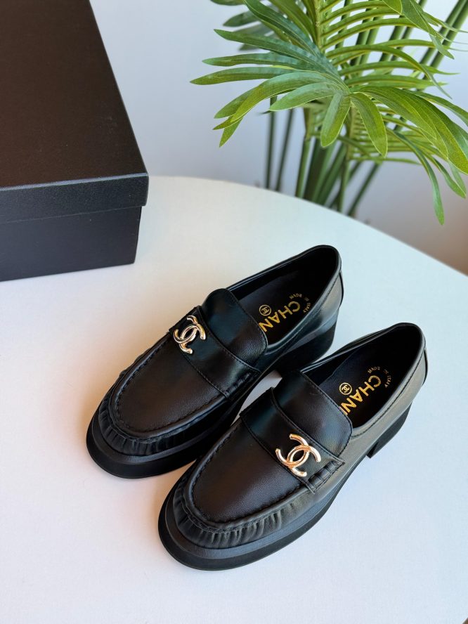 CHANEL -BLACK -LOAFERS