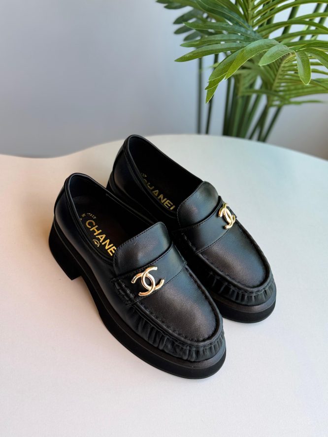 CHANEL -BLACK -LOAFERS