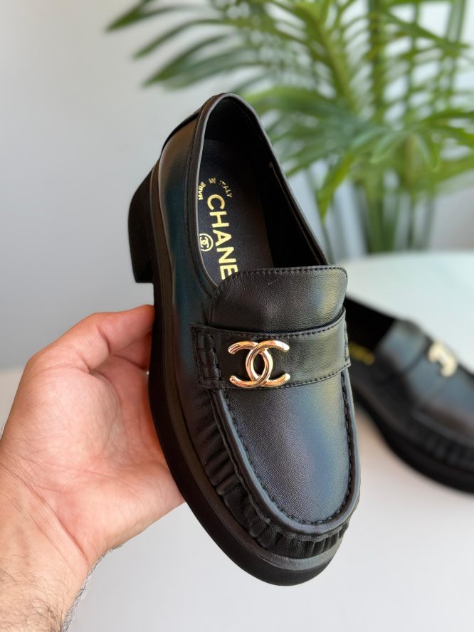 CHANEL -BLACK -LOAFERS