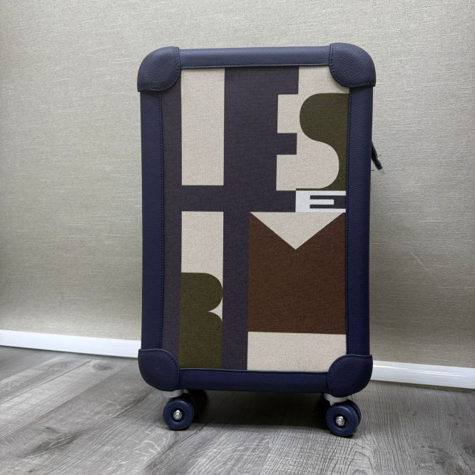 Hermès- Cabine 55 Rolling Suitcase Multicolor Canvas