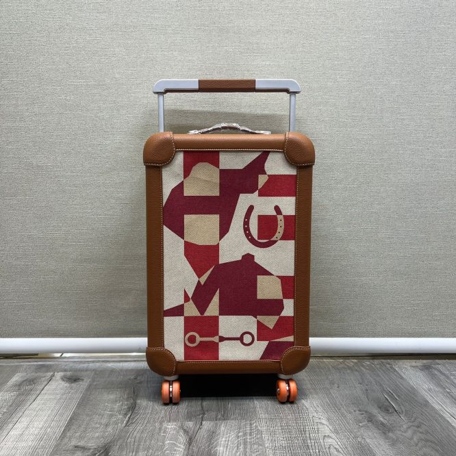 Hermès- Cabine 55 Rolling Suitcase Multicolor Canvas