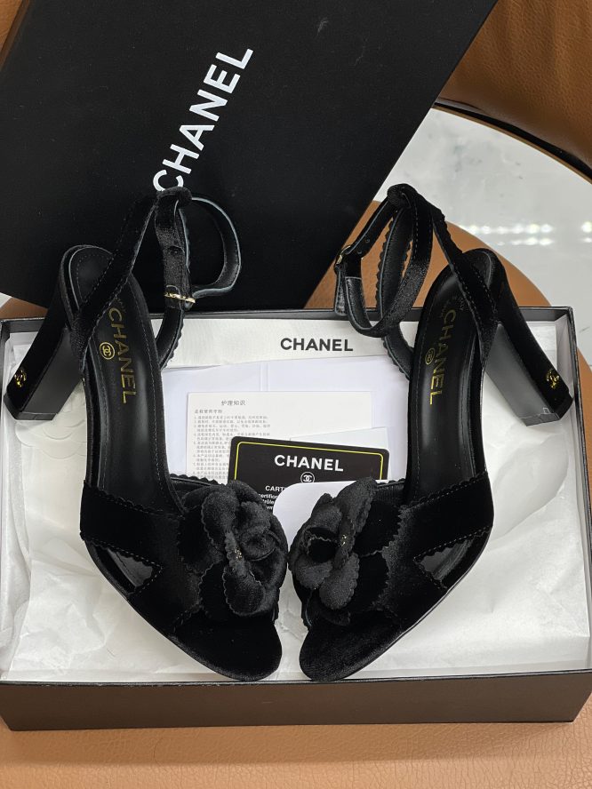 CHANEL - CAMELLIA FLOWER - SLING BACK -HEELS