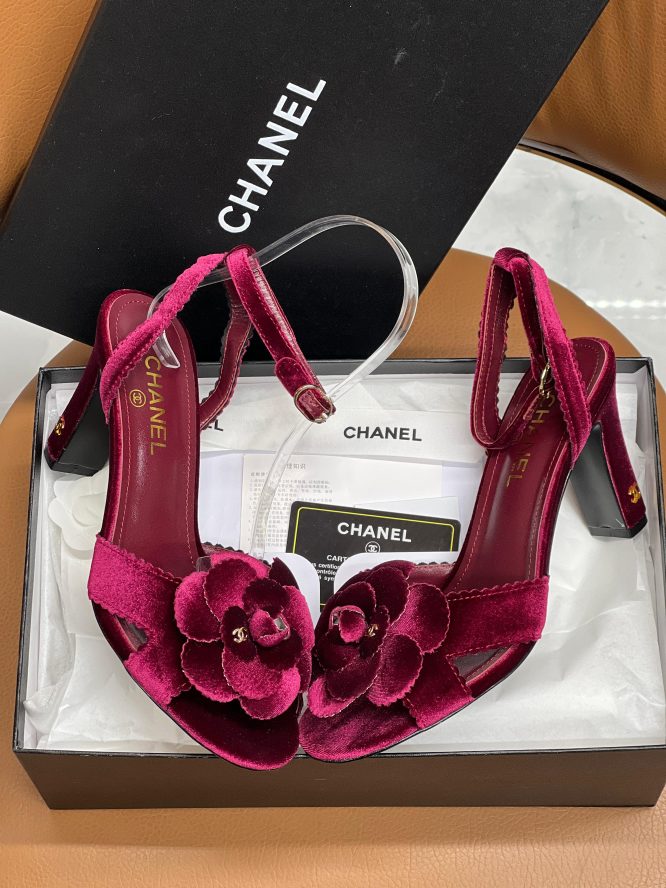 CHANEL - CAMELLIA FLOWER - SLING BACK -HEELS