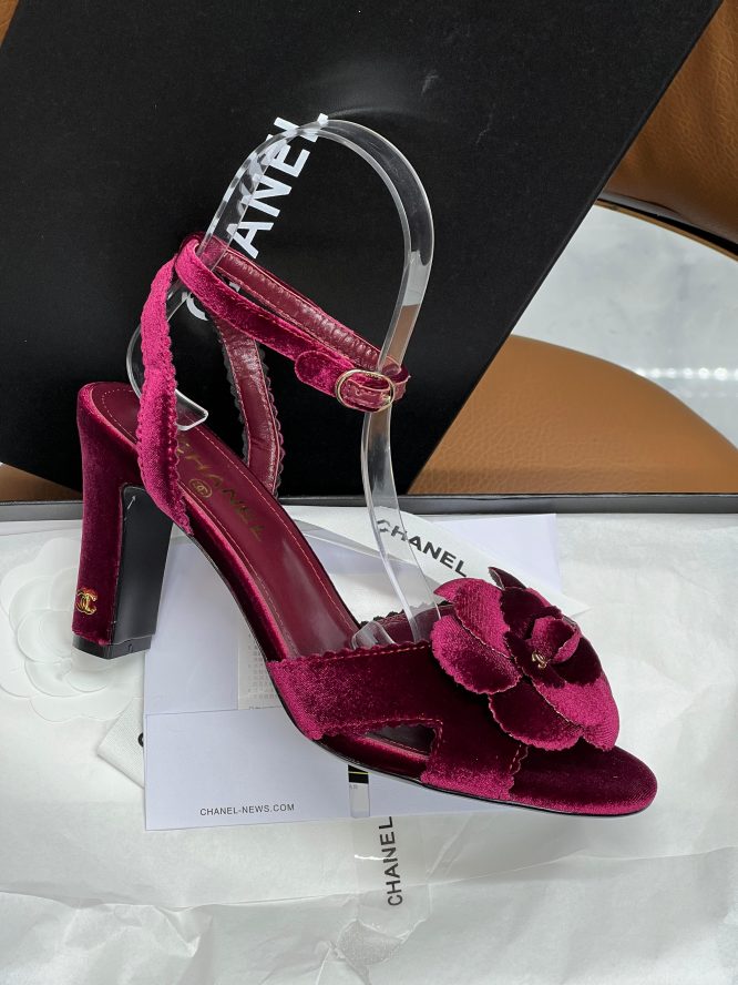 CHANEL - CAMELLIA FLOWER - SLING BACK -HEELS