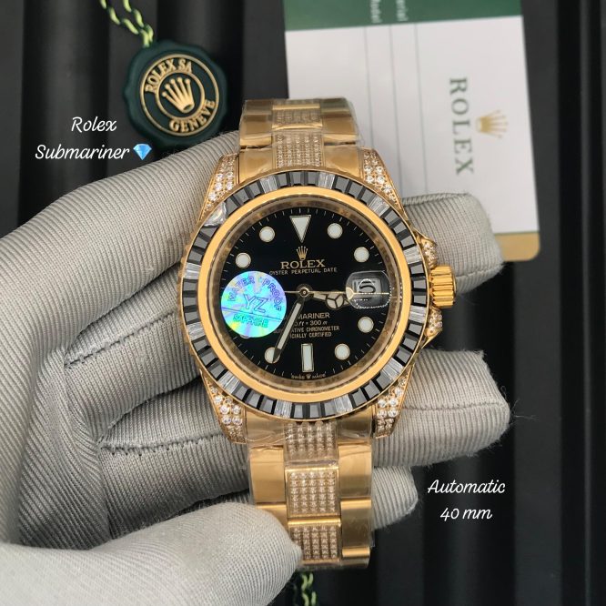 ROLEX YZ SUBMARINER-AUTOMAITC-SAPPHIRE GLASS-WATER RESISTANT FULL DIAMOND