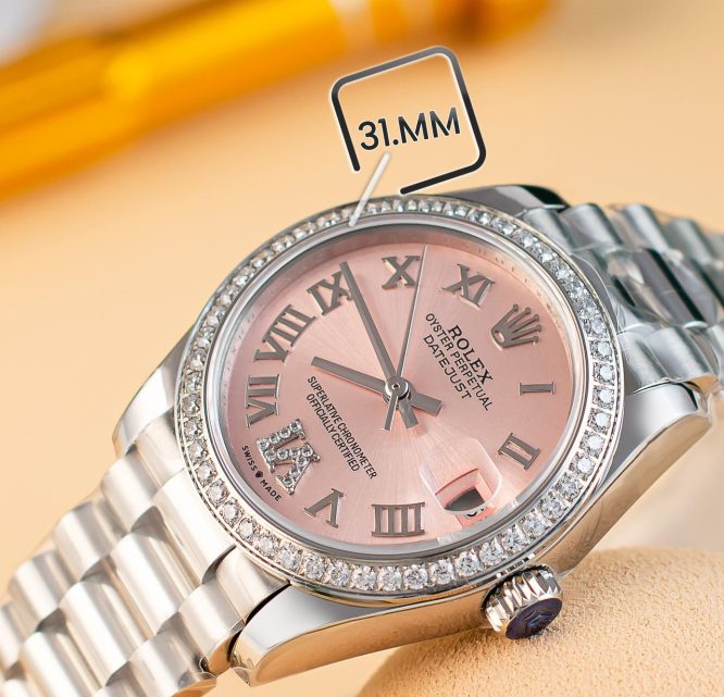 ROLEX -DATE-JUST -DIAMOND -ROSE