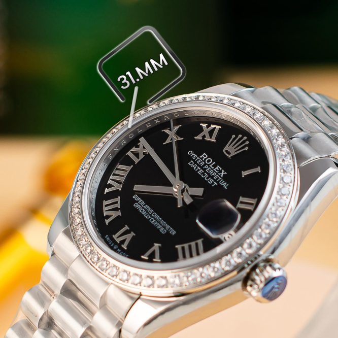 ROLEX -DATE-JUST -DIAMOND -BLACK