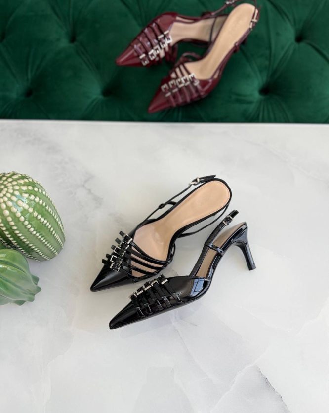 GUCCI- SERAPHINE PATENT LEATHER SLINGBACK PUMPS