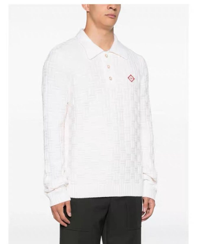 CASABLANCA- COLUMN KNIT LONG SLEEVE- POLO SHIRT