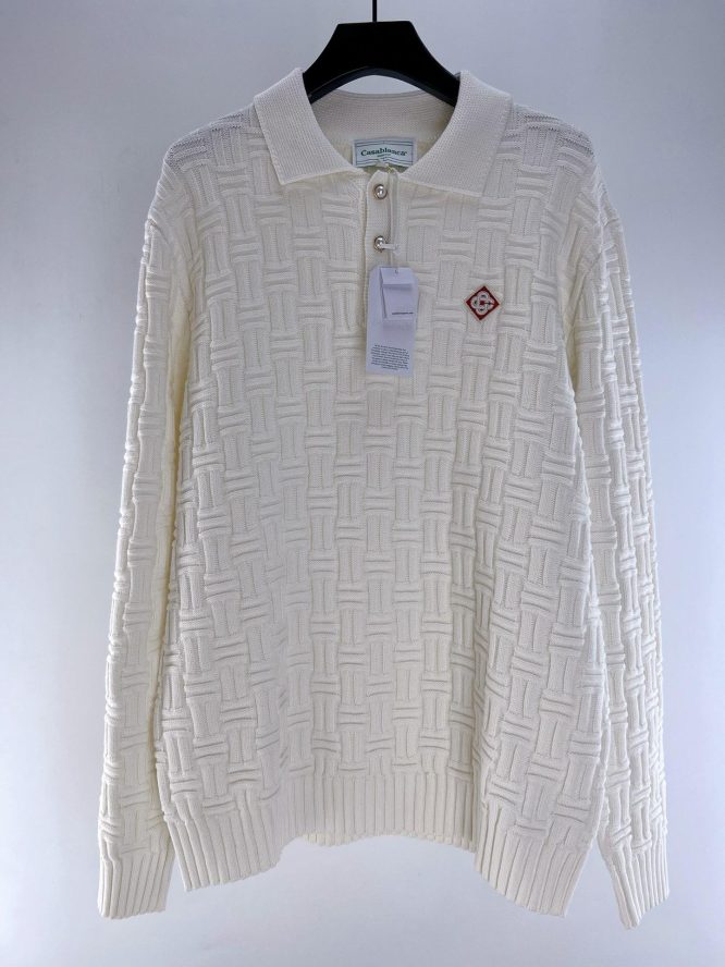 CASABLANCA- COLUMN KNIT LONG SLEEVE- POLO SHIRT