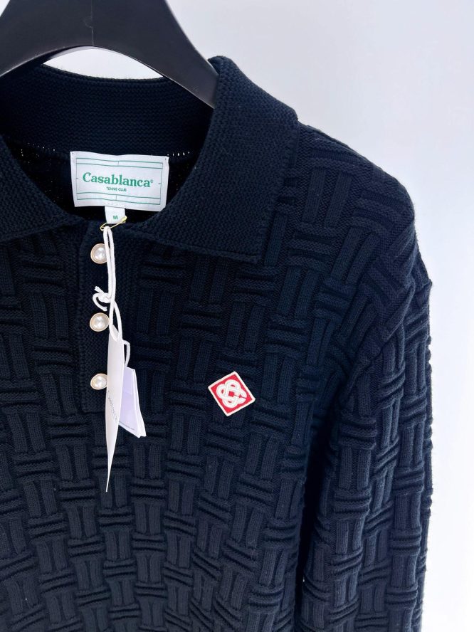 CASABLANCA- COLUMN KNIT LONG SLEEVE- POLO SHIRT