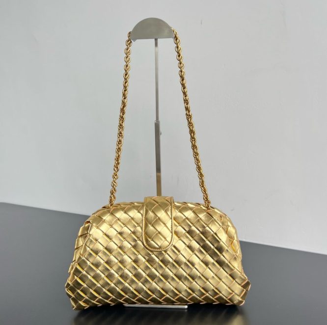 BOTTEGA VENETA- LAUREN 1980SMALL MIRRORED LEATHER CLUTCH