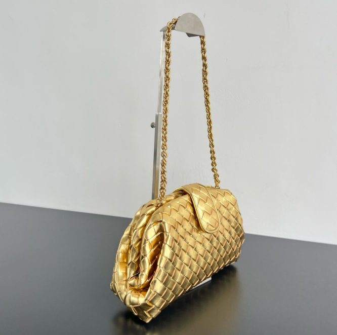 BOTTEGA VENETA- LAUREN 1980SMALL MIRRORED LEATHER CLUTCH