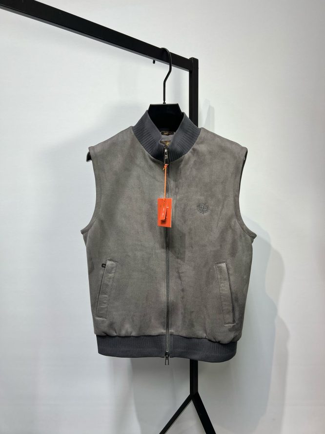 LORO PIANA-SLEEVELESS SUEDE GILET- JACKET