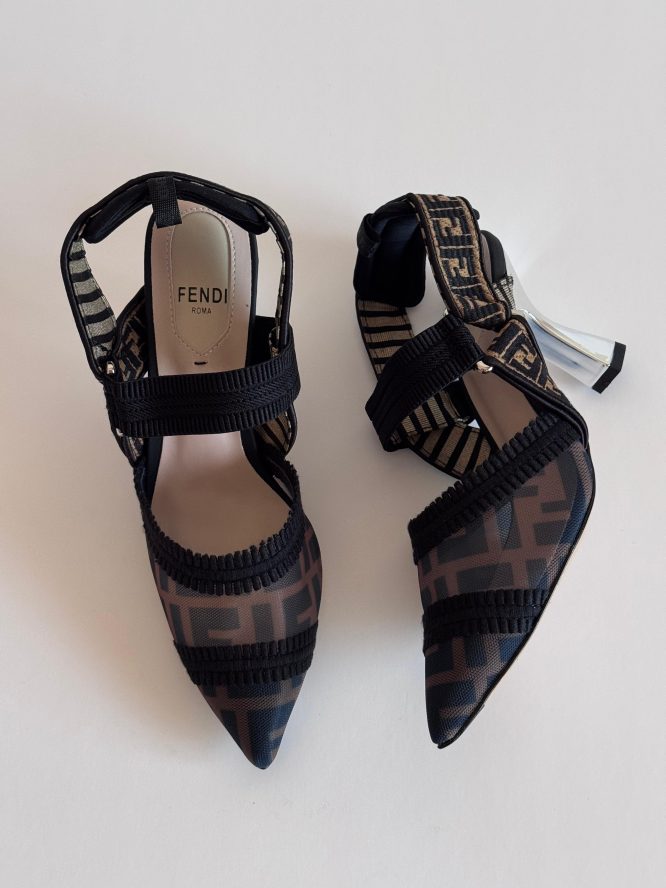 FENDI COLIBRI AND LEATHER FENDI LOGO / SLINGBACK HEEL