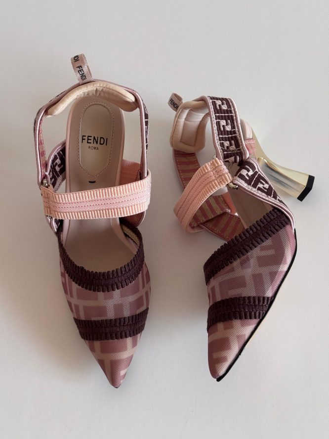 FENDI COLIBRI AND LEATHER FENDI LOGO / SLINGBACK HEEL