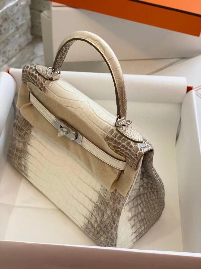 HERMÈS- BIRKIN 25 HIMALAYA NILOTICUS CROCODILE PALLADIUM HARDWARE