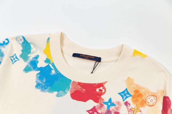 LOUIS VUITTON- LOGO WATER COLOR COTTON- T-SHIRT