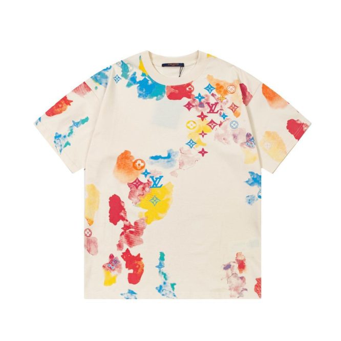 LOUIS VUITTON- LOGO WATER COLOR COTTON- T-SHIRT