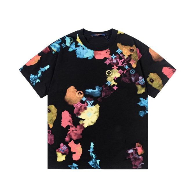 LOUIS VUITTON- LOGO WATER COLOR COTTON- T-SHIRT