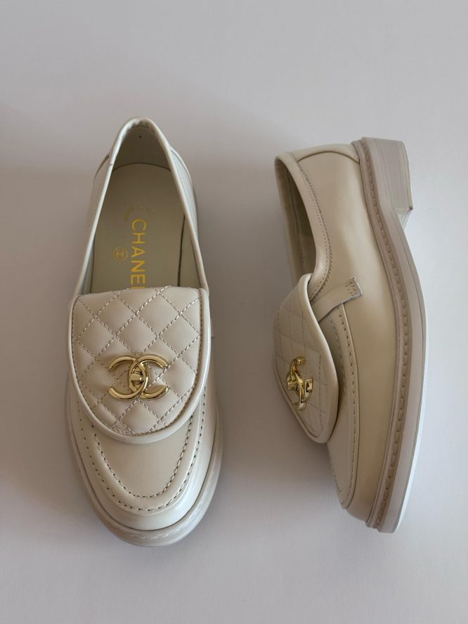 CHANEL- QUILTED LEATHER LOAFERS