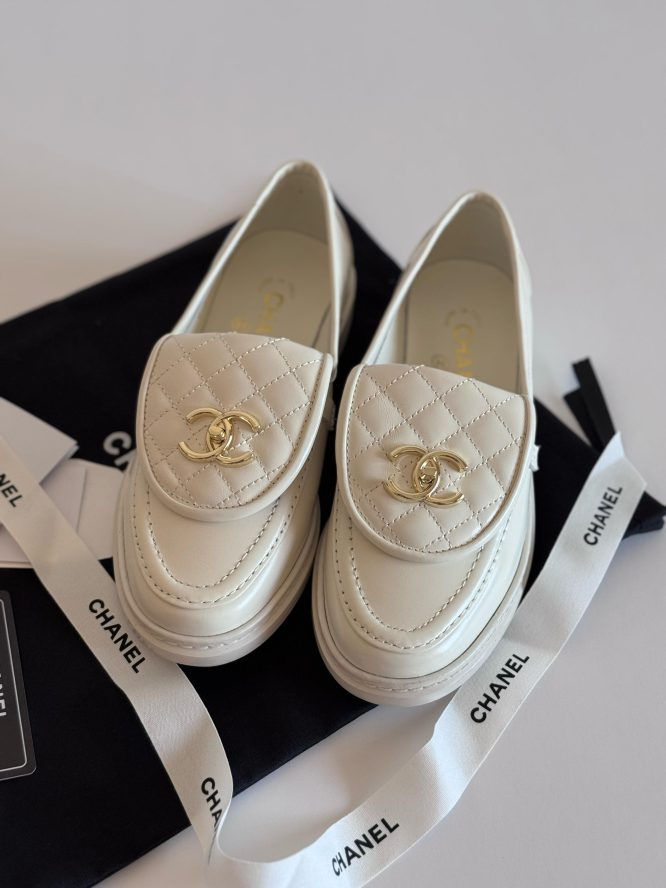 CHANEL- QUILTED LEATHER LOAFERS