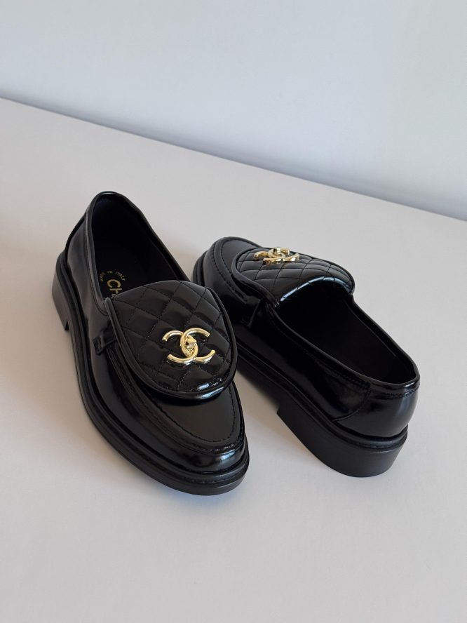 CHANEL- QUILTED LEATHER LOAFERS