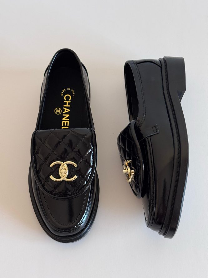 CHANEL- QUILTED LEATHER LOAFERS