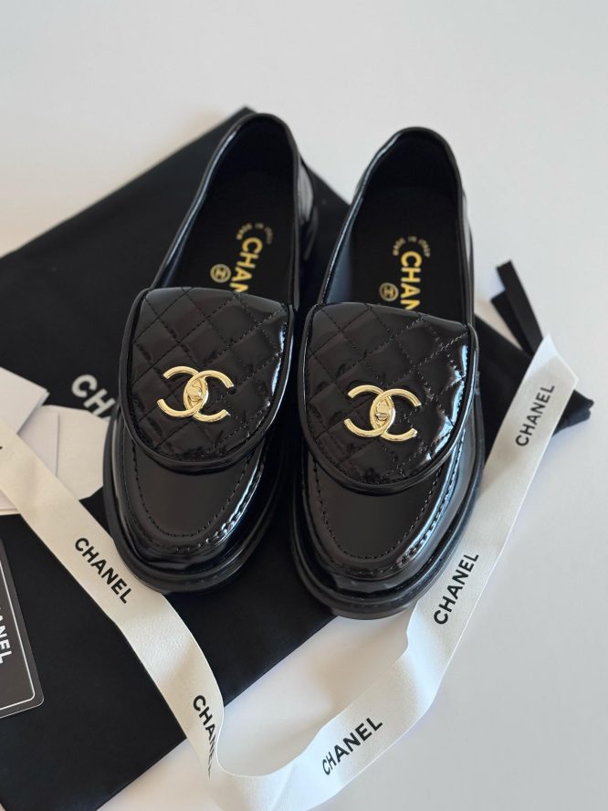 CHANEL- QUILTED LEATHER LOAFERS