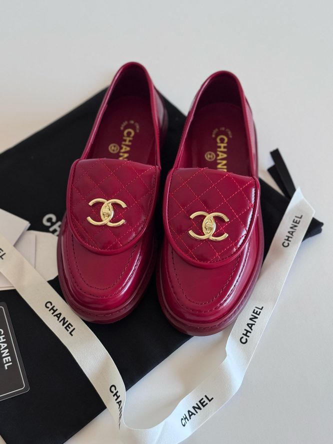 CHANEL- QUILTED LEATHER LOAFERS