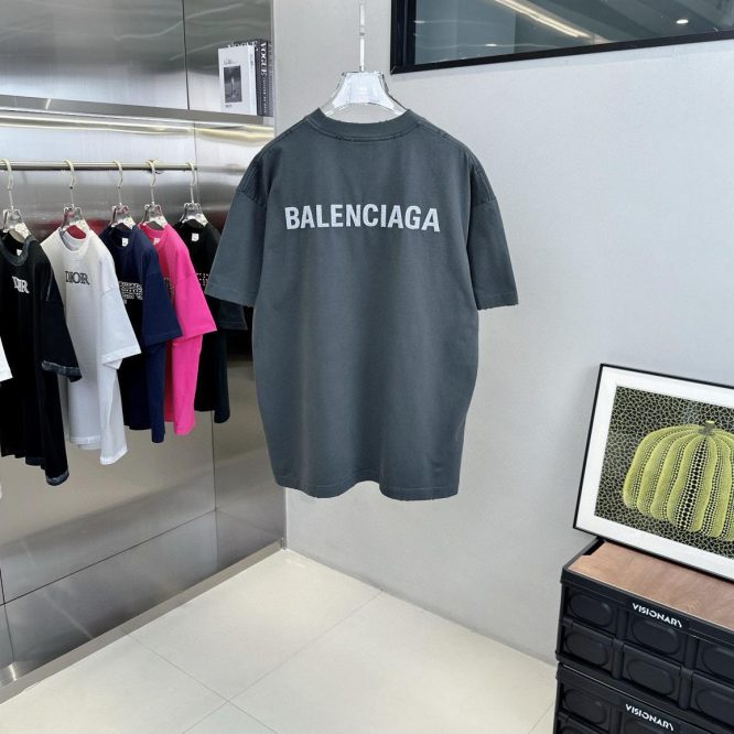 BALENCIAGA- DOUBLE FRONT FADED COTTON JERSEY- T-SHIRT