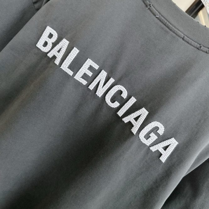 BALENCIAGA- DOUBLE FRONT FADED COTTON JERSEY- T-SHIRT