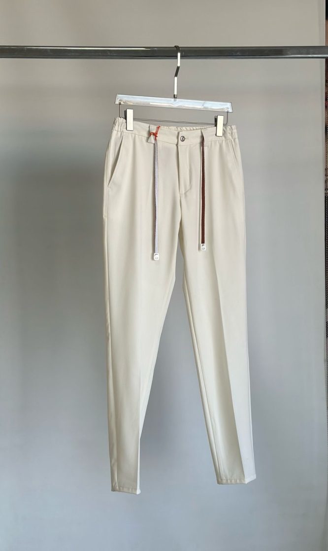 LORO PIANA-PANTS-PURE LINEN TROUSERS WITH DRAWSTRING