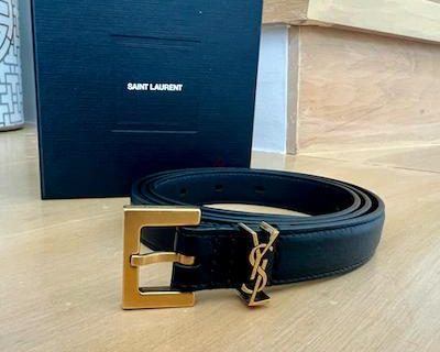 SAINT LAURENT- MONOGRAM BUCKLE BELT