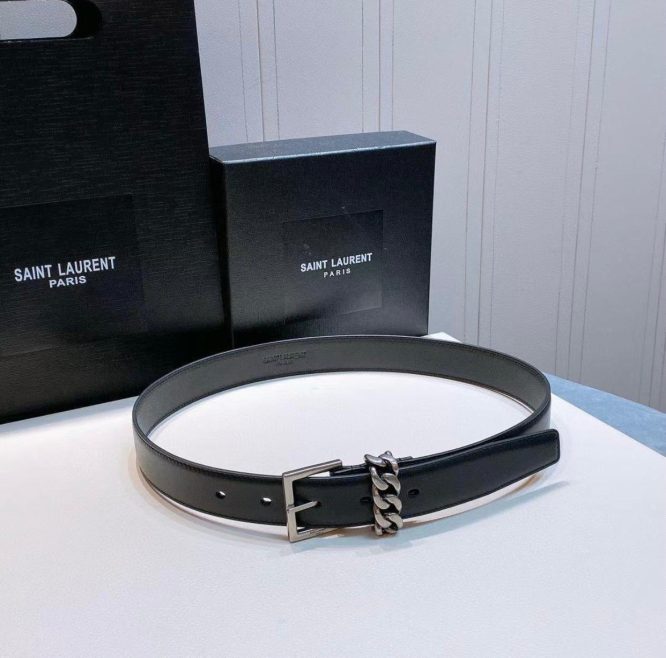 SAINT LAURENT- MONOGRAM BUCKLE BELT