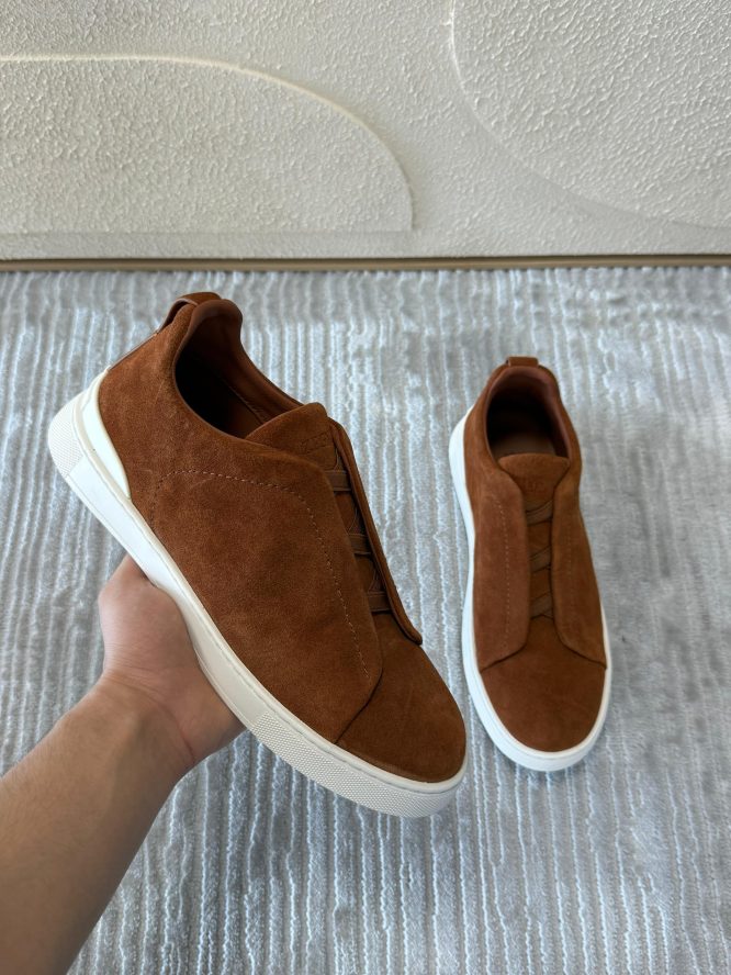 Zegna Triple Stitch Suede Sneakers