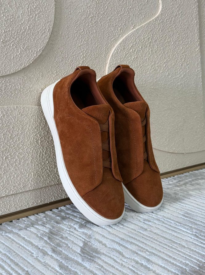 Zegna Triple Stitch Suede Sneakers