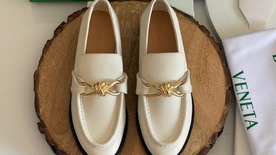 BOTTEGA  VENETA Metal Twist Loafer Shoes Genuine Leather