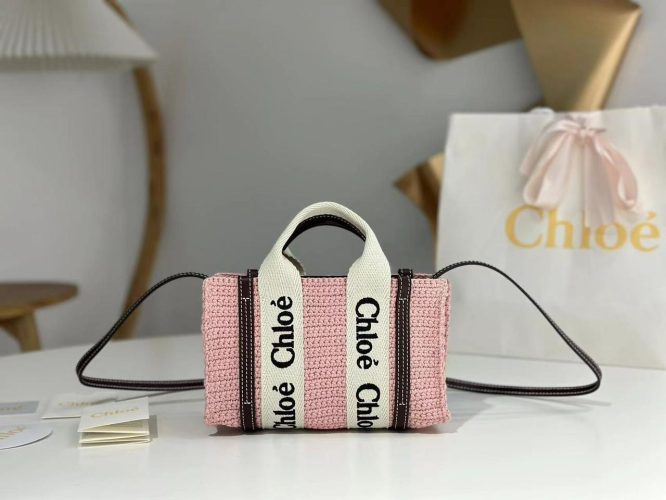 Chloe Pink Woody Mini Crochet Handbag