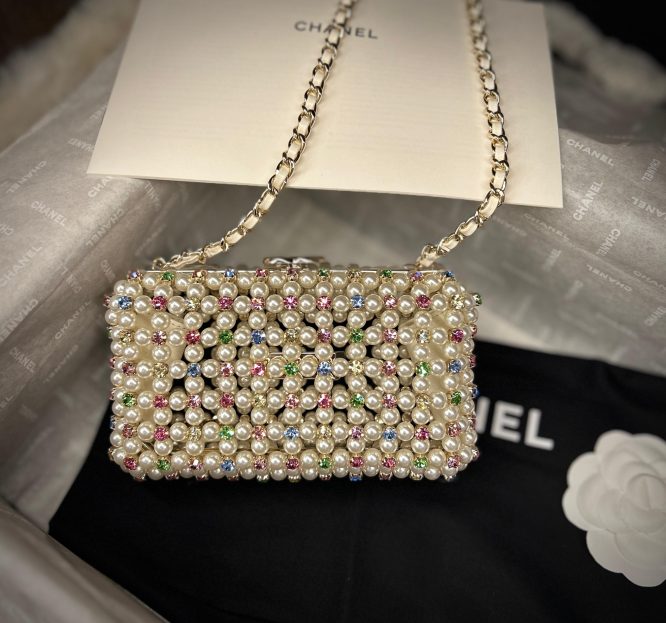 Chanel Rare 23SS Multicolor Pearl Box Minaudiere