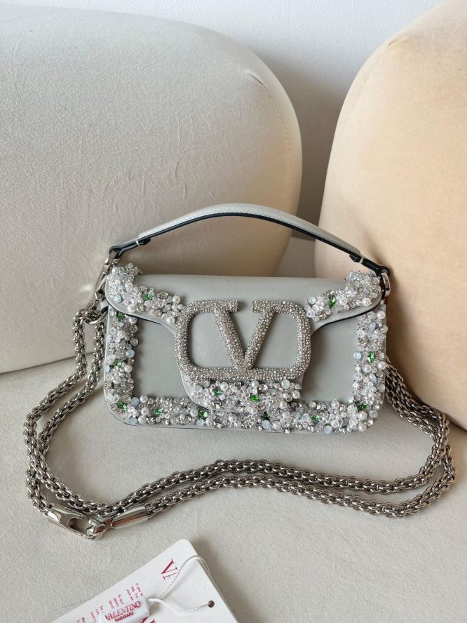 VALENTINO- GARAVANI LOCÒ SMALL EMBROIDERED SHOULDER BAG