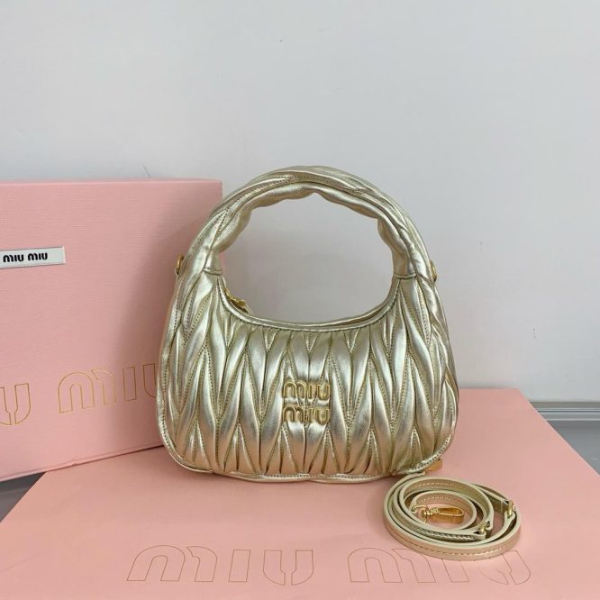 Miu Miu Gold Suede Handbag - Women